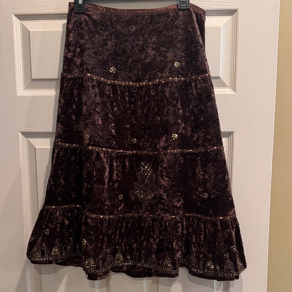 Miss Me Velvet A-Line Skirt in Deep Brown Velvet - Picture 1 of 6
